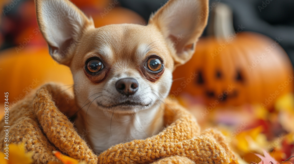 Cute Chihuahua Puppy in Halloween Costume Cute Chihuahua Puppy in Halloween Costume