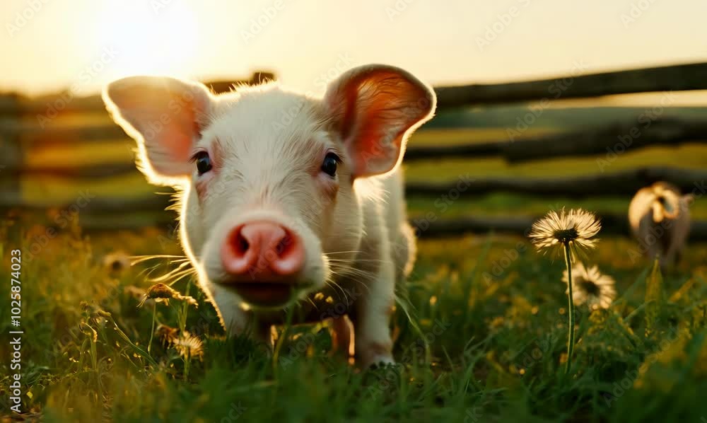 Playful Piglet on Livestock Farm Playful Piglet on Livestock Farm