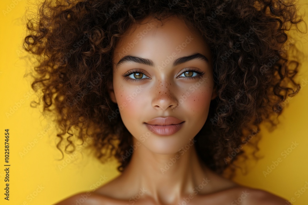 Portrait of Young woman of african descent with beautiful curly hair ...