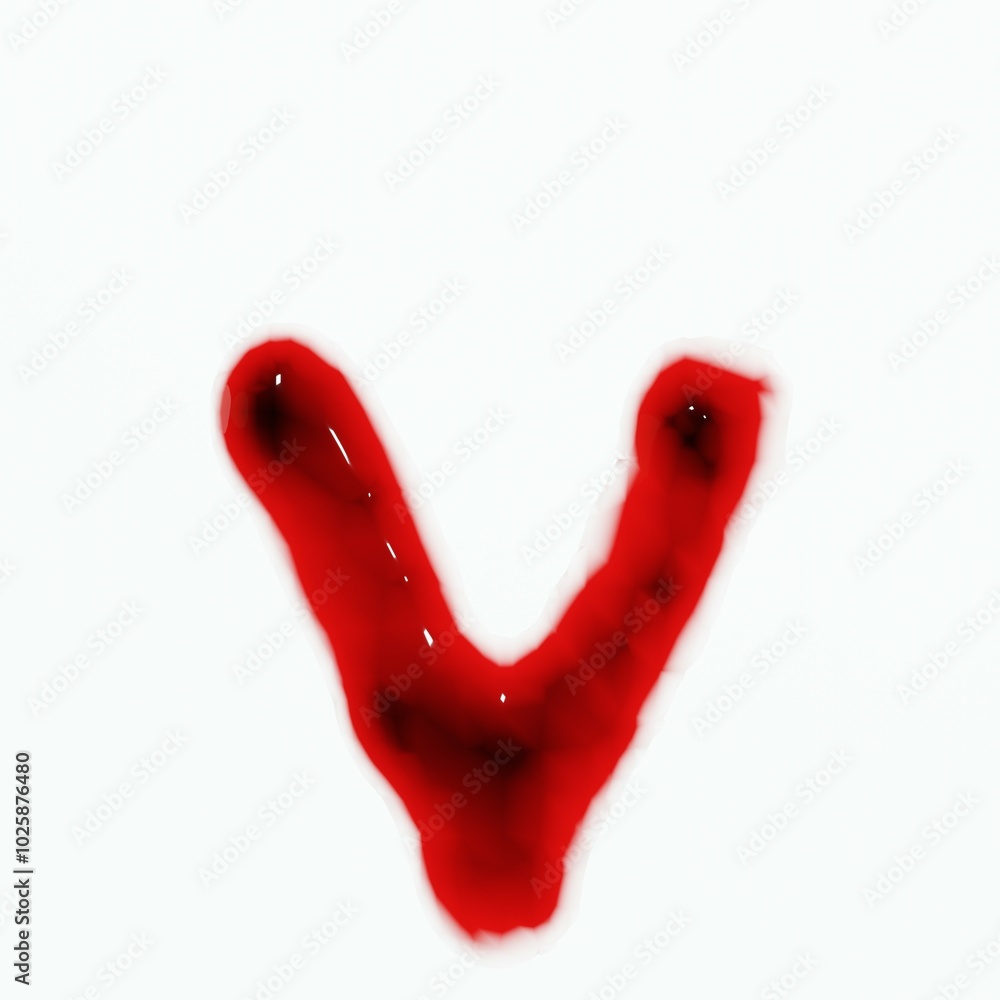 3d render of isolated blood or red wine alphabet letters top view.