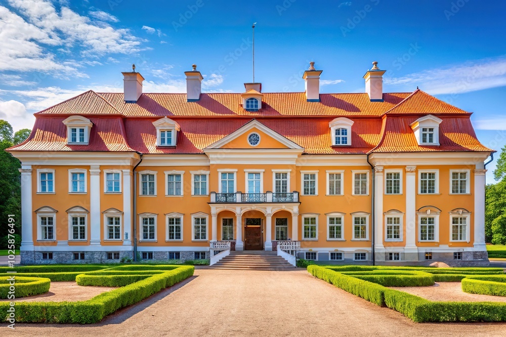 Obraz premium Close-up view of a charming auxiliary building near Verkiai Palace
