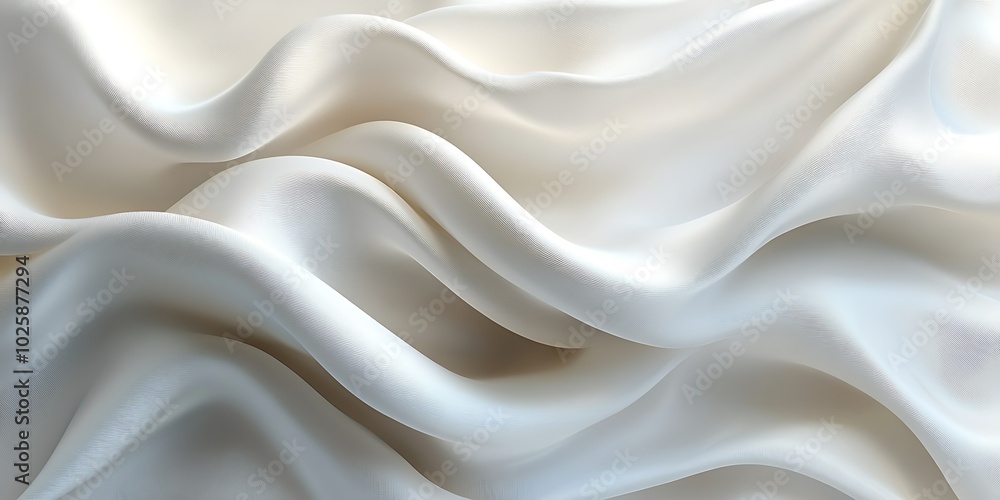 Fototapeta premium Soft, flowing white silk fabric with gentle waves.