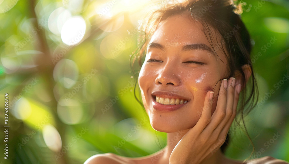 Close-up of a smiling woman with radiant, glowing skin, gently holding her face, surrounded by a bright, natural outdoor background.
Close-up of a smiling woman with radiant, glowing skin, gently holding her face, surrounded by a bright, natural outdoor background.
