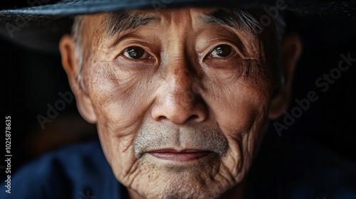 A man with a black hat and a white beard