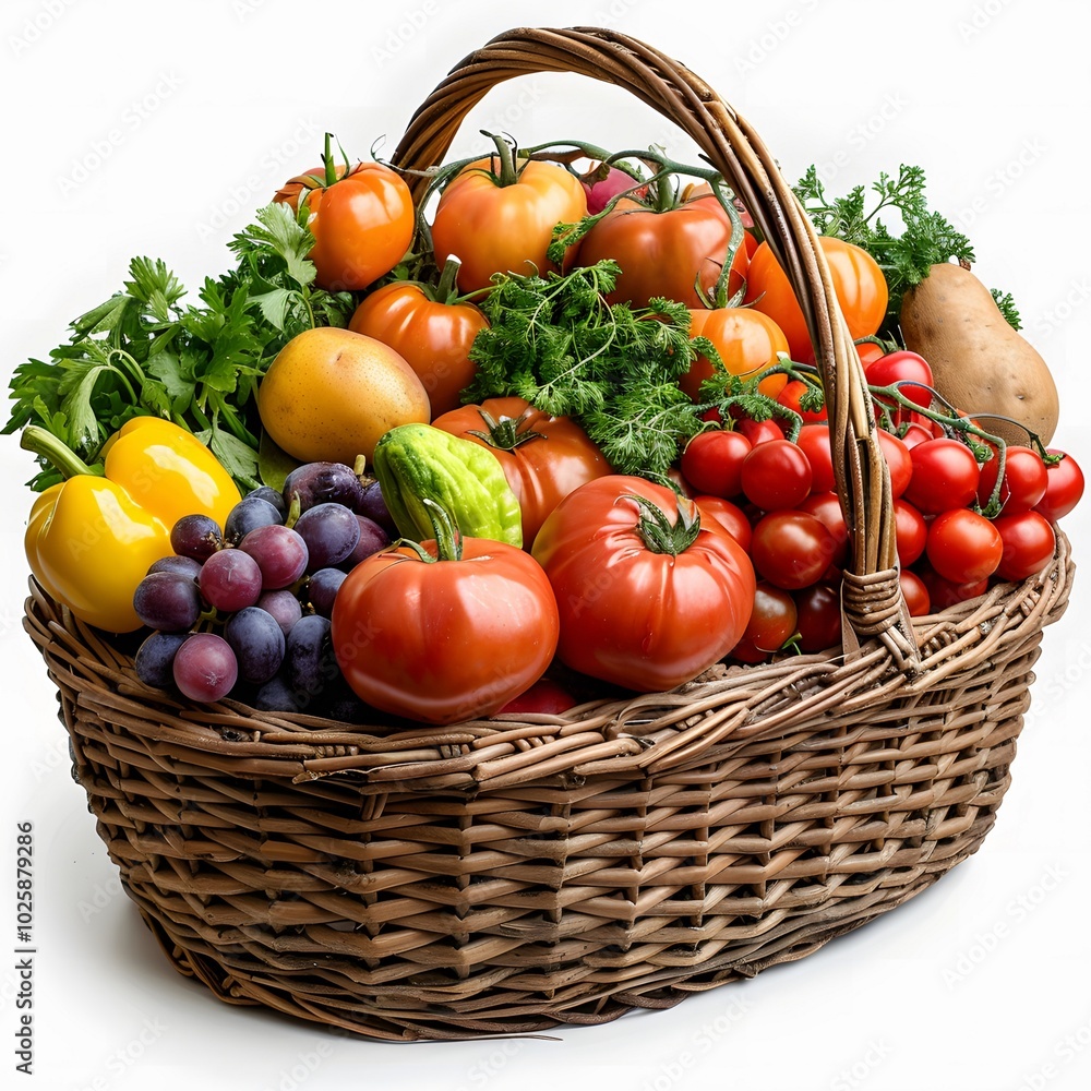 Basket of Fresh Organic Vegetables and Fruits with Vibrant Colors
Basket of Fresh Organic Vegetables and Fruits with Vibrant Colors