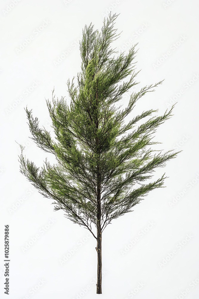 Green tree branch, white isolated background Green tree branch, white isolated background
