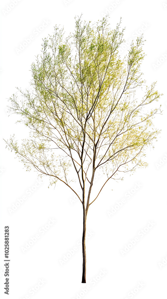 Lone tree with delicate green foliage. Lone tree with delicate green foliage.