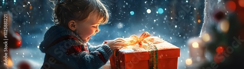 Joyful child s face opening...