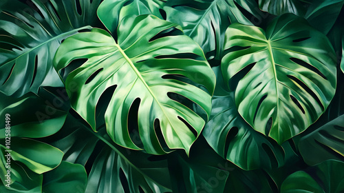 Wallpaper Mural Lush green tropical leaves create a vibrant atmosphere in a sunlit rainforest Torontodigital.ca