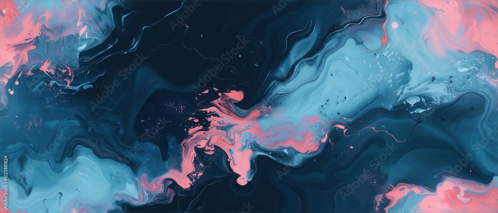 Obraz premium An abstract background featuring swirling marble texture in dark vivid colors. This fluid art pattern creates a modern luxury design, perfect for banners, wallpapers, or covers.