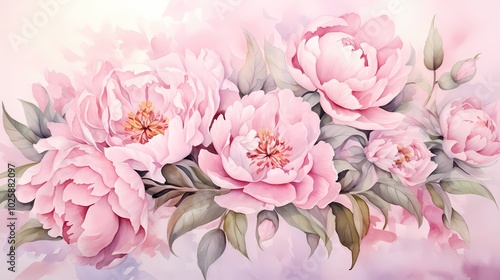 Soft peonies in shades of pink create a romantic and tranquil floral composition.