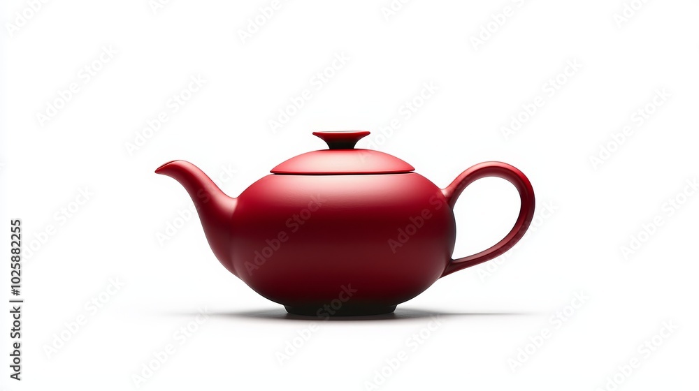 Red Ceramic Teapot on White Background Red Ceramic Teapot on White Background