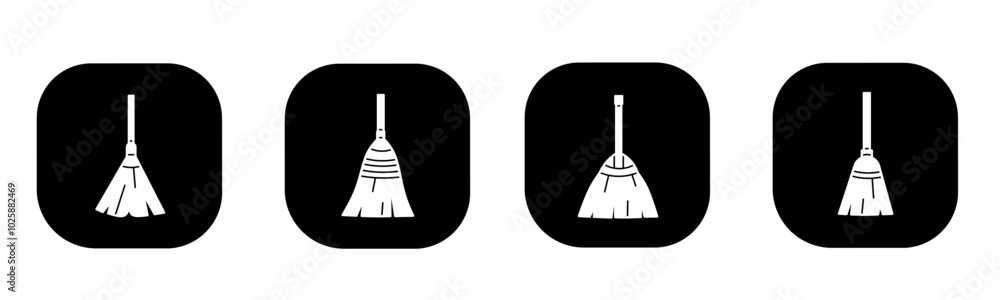 Broom icon in flat. A broom icon design. Stock vector. Broom icon in flat. A broom icon design. Stock vector.