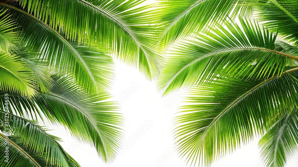Coconut palm leaves isolated on white background Low Angle Coconut palm leaves isolated on white background Low Angle
