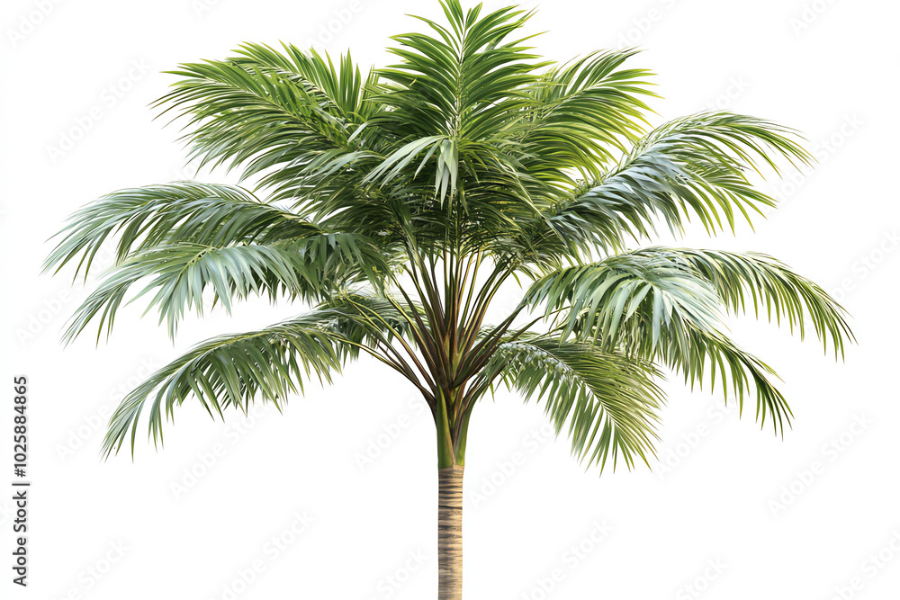 Obraz premium Tropical palm tree, white isolate background
