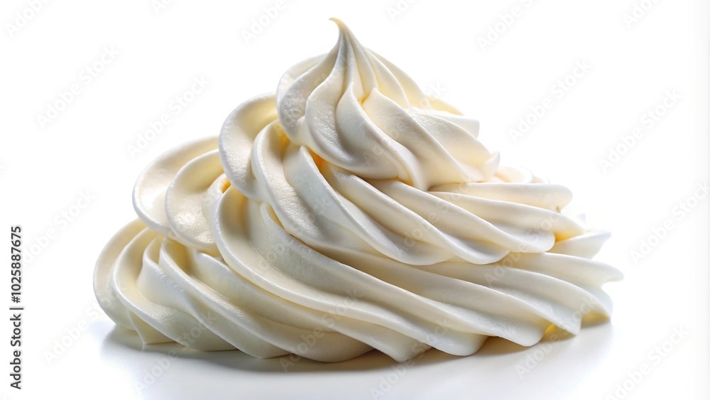 Creamy whipped cream on a white background Creamy whipped cream on a white background