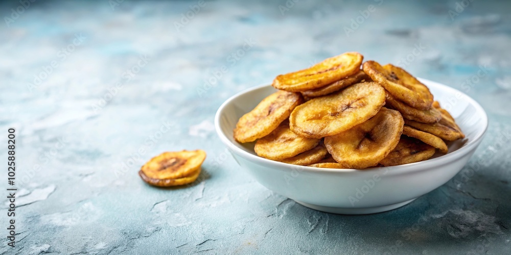 Crisp deep fried sliced banana on dark background Crisp deep fried sliced banana on dark background