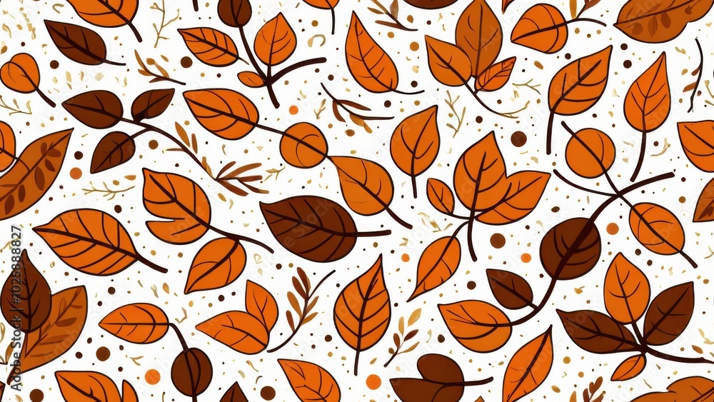 Autumn leaves pattern featuring orange and brown hand-drawn foliage on a neutral background. Great for fall design, digital paper, and seasonal decorations. Autumn leaves pattern featuring orange and brown hand-drawn foliage on a neutral background. Great for fall design, digital paper, and seasonal decorations.