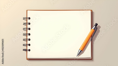 Notebook and pencil on white