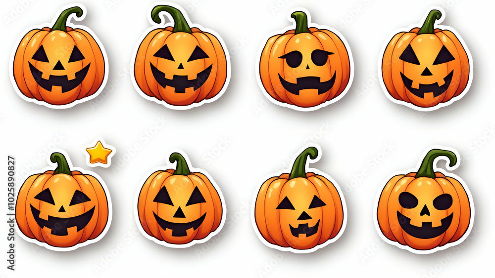 Set of halloween pumpkins on white background Set of halloween pumpkins on white background