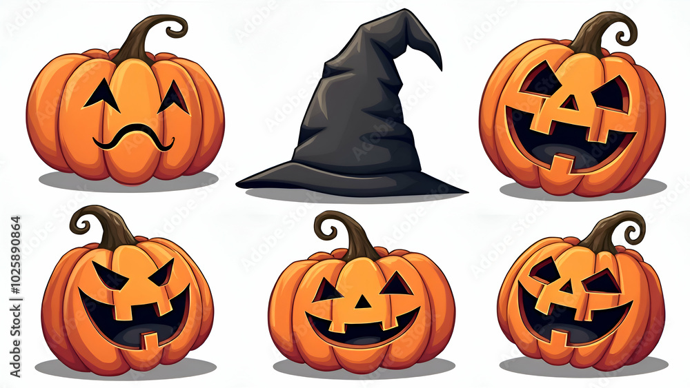 Halloween pumpkin set on white background Halloween pumpkin set on white background