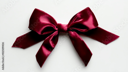 Elegant burgundy satin ribbon bow.