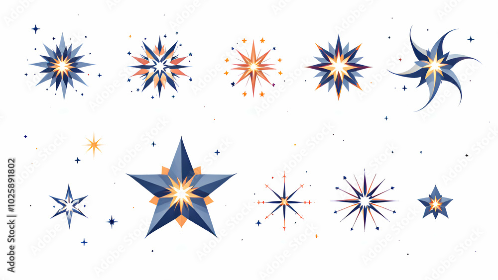 Set of colored stars isolated on white background. Set of colored stars isolated on white background.