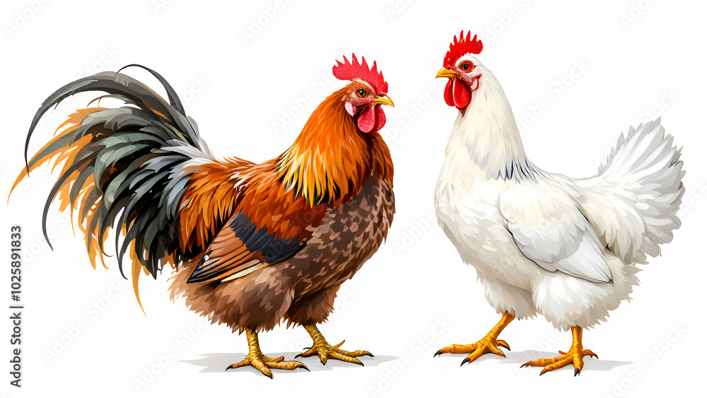 Fototapeta premium Rooster isolated on white background.