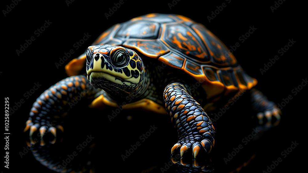 Obraz premium Turtle on a black background