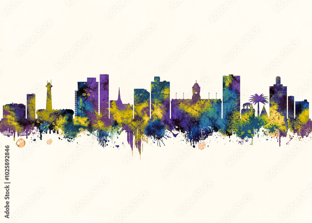 Obraz premium Port Elizabeth City Skyline. Cityscape Skyscraper Buildings Landscape City Downtown Abstract Landmarks Travel Background Modern Art Architecture Business View Building Corporate