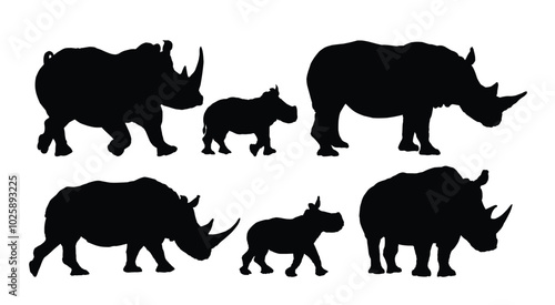 The set of silhouettes of big rhinoceroses.
