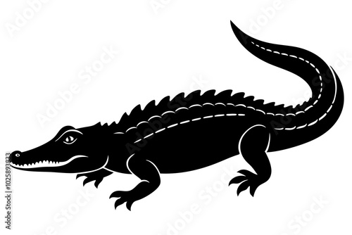 Crocodile vector illustration silhouette.