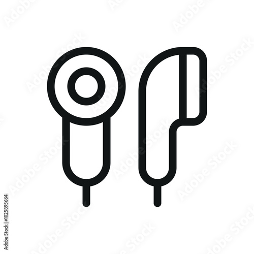 Earphones isolated icon, earbuds vector symbol with editable stroke