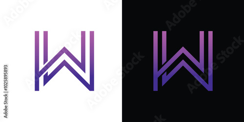 Modern and Minimal layered letter W logo simple initial w monogram logo vector template