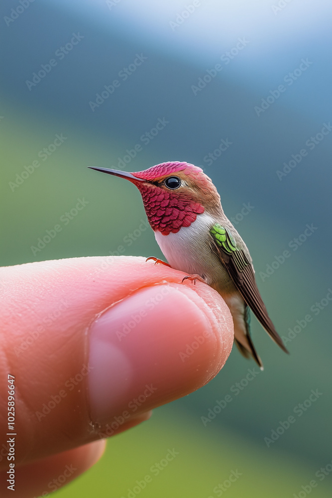 Fototapeta premium hummingbird on a hand