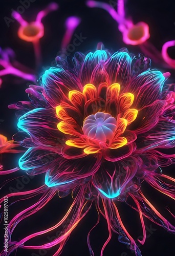 Hyperrealistic Luminous Flower