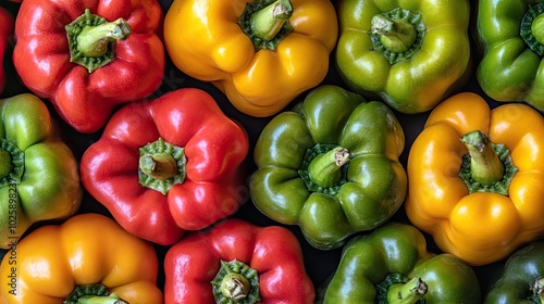 Colorful Bell Peppers Arrangement for Fresh Produce