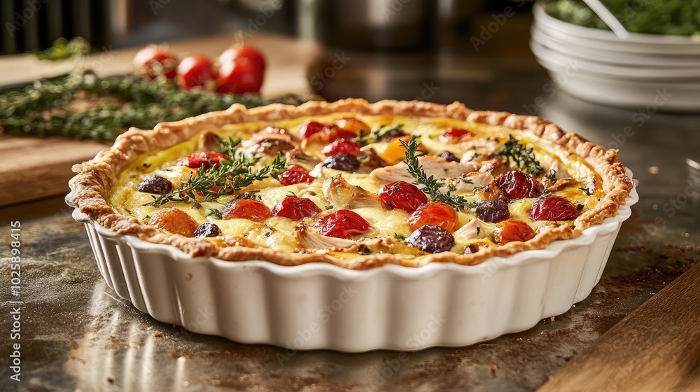Fresh Vegetable Quiche with Cherry Tomatoes and Herbs Fresh Vegetable Quiche with Cherry Tomatoes and Herbs
