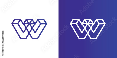 W geometric Letter Logo design