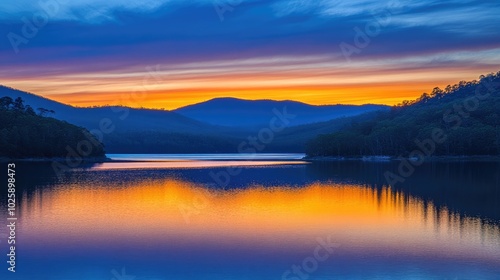 Wallpaper Mural Serene Sunset Over Peaceful Mountain Lake Torontodigital.ca