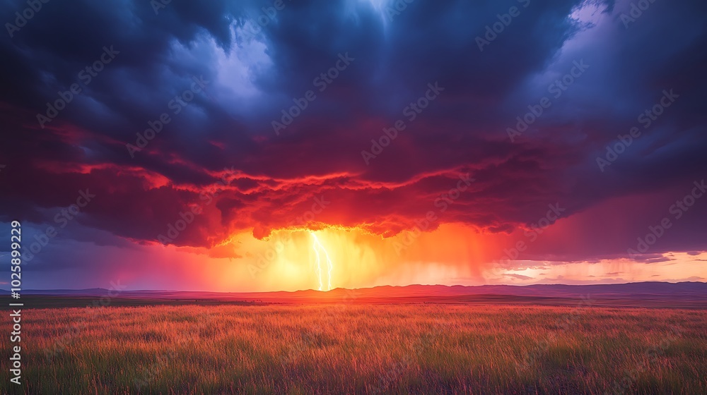 A dramatic storm forming during sunset, with dark storm clouds contrasting against the vibrant orange and purple hues of the sky. The clouds are illuminated from below by the setting sun, A dramatic storm forming during sunset, with dark storm clouds contrasting against the vibrant orange and purple hues of the sky. The clouds are illuminated from below by the setting sun,