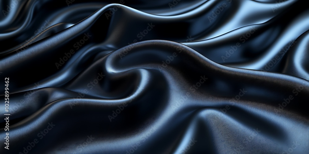 Fototapeta premium Close-up of smooth, flowing black fabric texture.