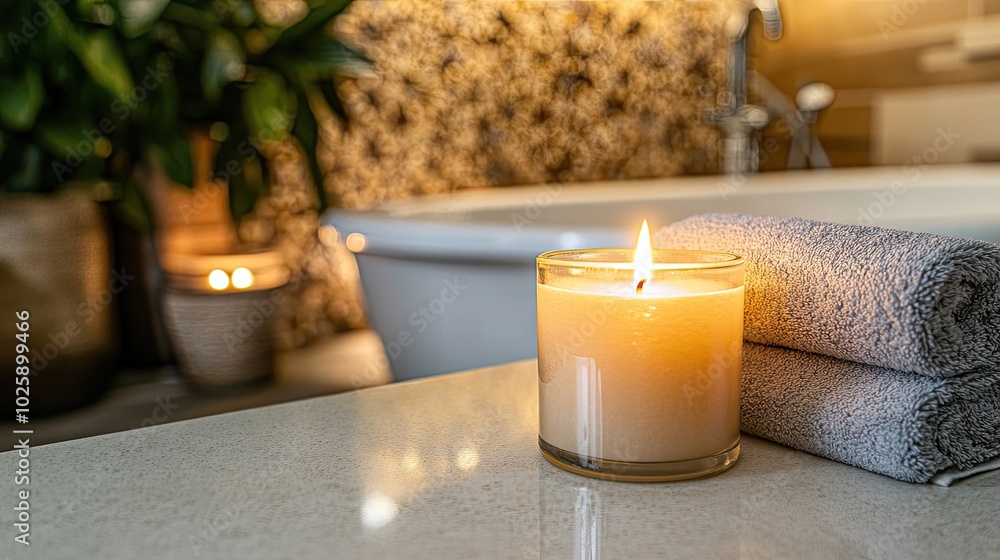 Relaxing Candle Light in a Spa Bathroom Setting Relaxing Candle Light in a Spa Bathroom Setting