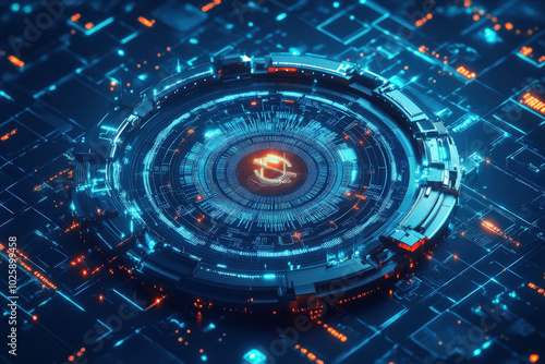 Circular Futuristic Digital Interface 