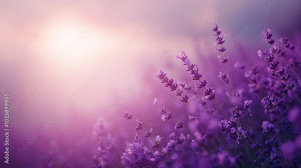 Fototapeta premium Serene Lavender Field Under Soft Light