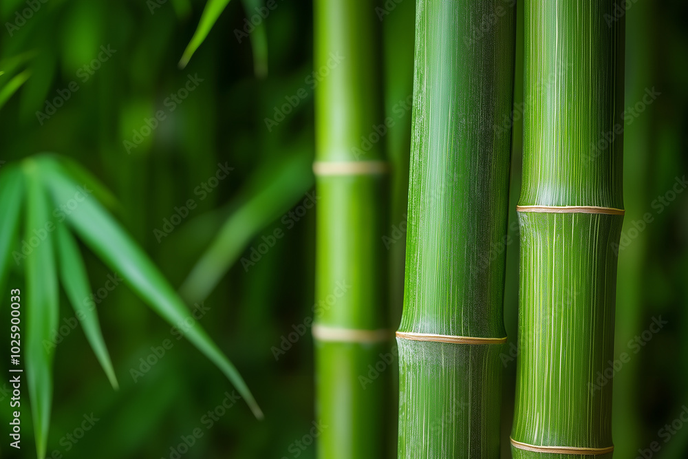 A green bamboo plant with a green stem A green bamboo plant with a green stem