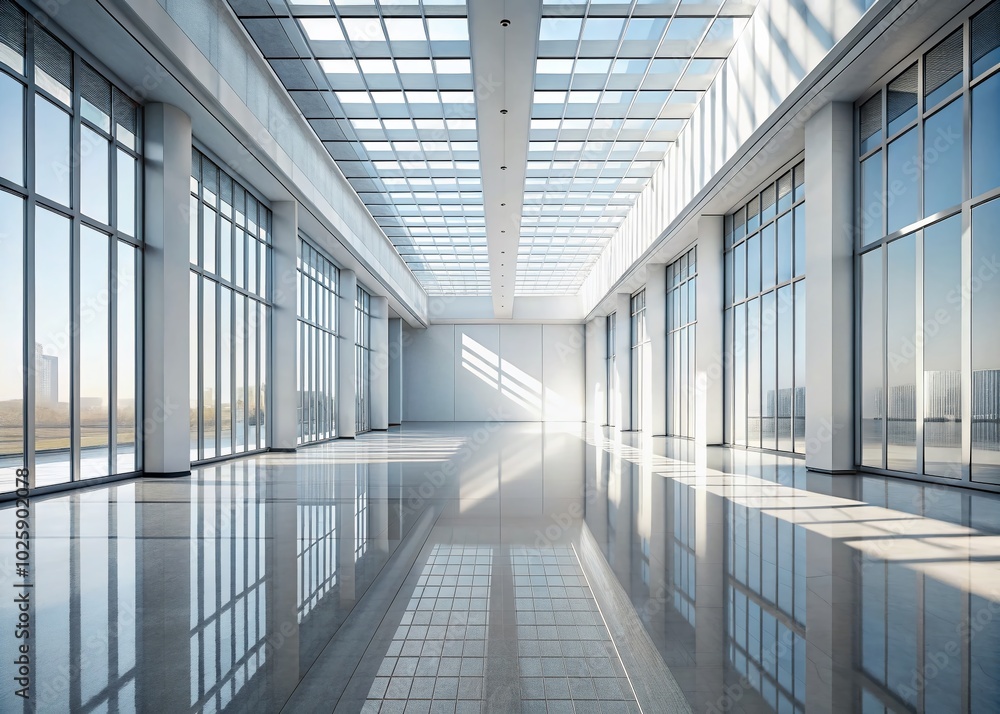 Fototapeta premium Abstract Architecture in a Wide Empty Hall - Modern Design and Space