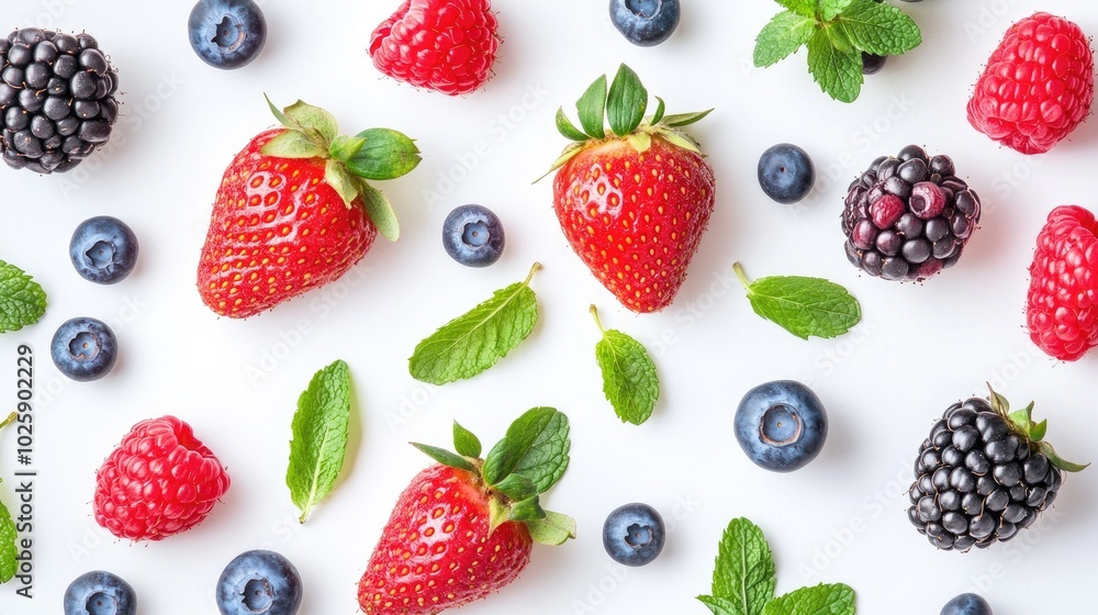 Fresh Berries on White Background for Healthy Lifestyle Fresh Berries on White Background for Healthy Lifestyle