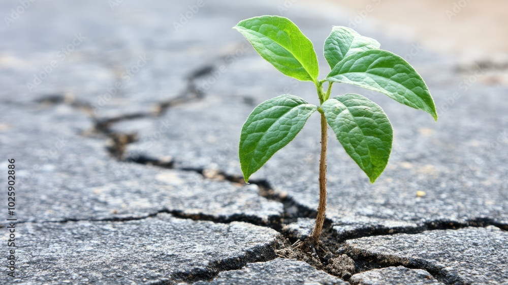 Resilient Plant Growing Through Cracked Concrete Resilient Plant Growing Through Cracked Concrete