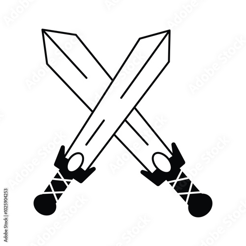 A pair of crossed swords displayed as part of a historical exhibit